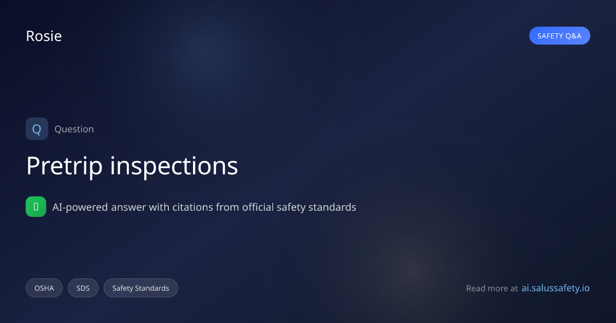 Pretrip inspections | SALUS IQ