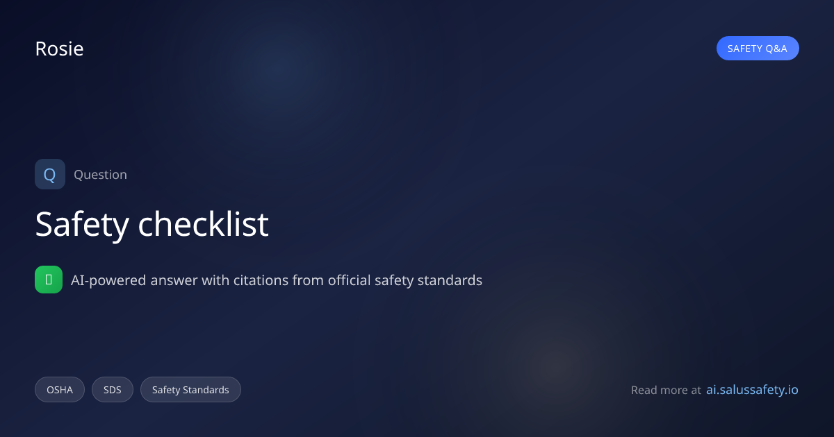 Safety checklist | SALUS IQ