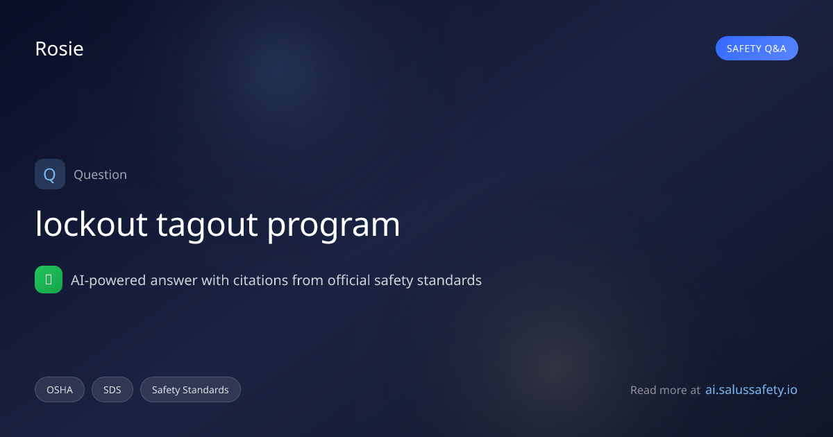 lockout tagout program | SALUS IQ